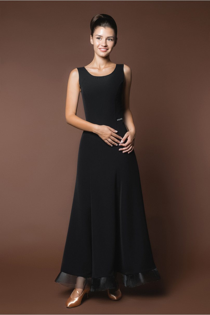 Classic ballroom smooth black dress for dance without sleeves
