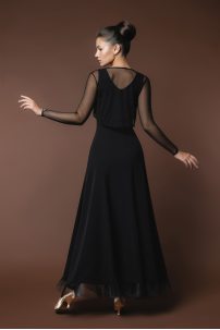 Classic ballroom smooth black dress for dance without sleeves Black
