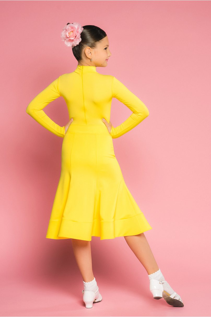 Ballroom dance competition dress for girls by Bravo Design product ID Yellow Classic