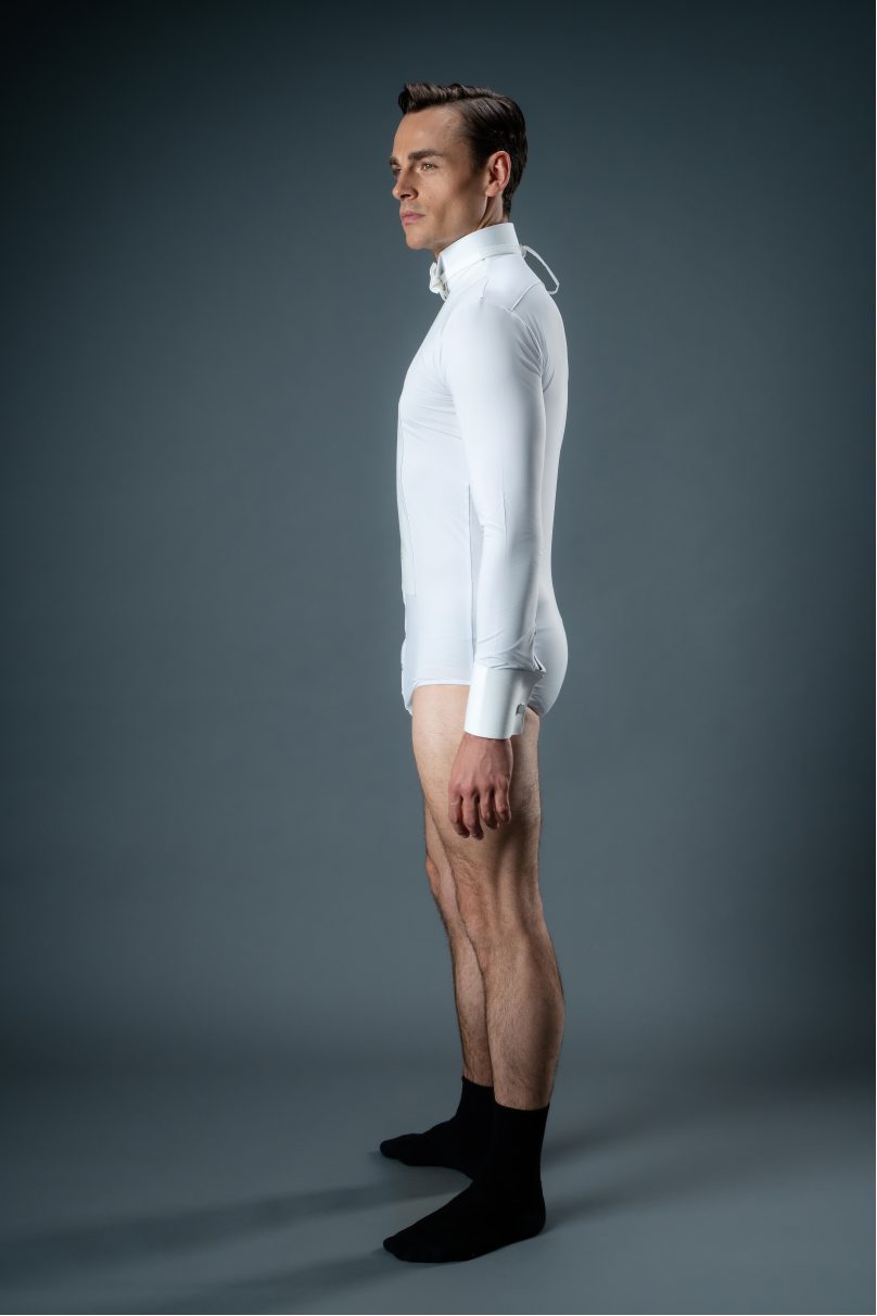 Mens ballroom dance shirt by Chrisanne Clover style COMP.SH/White