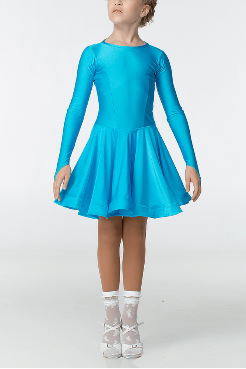 Ballroom dance competition dress for girls by Dance Me product ID BS420DR#/Azure