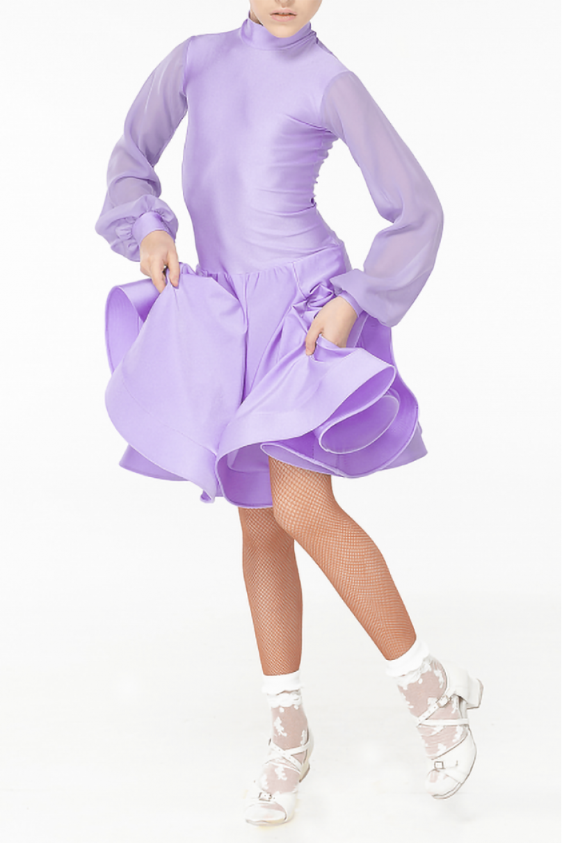 Ballroom dance competition dress for girls by Dance Me product ID BS535DR-21#/Gold