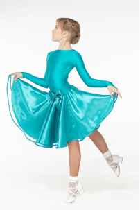 Ballroom dance competition dress for girls by Dance Me product ID BS536DR-180#/Turquoise