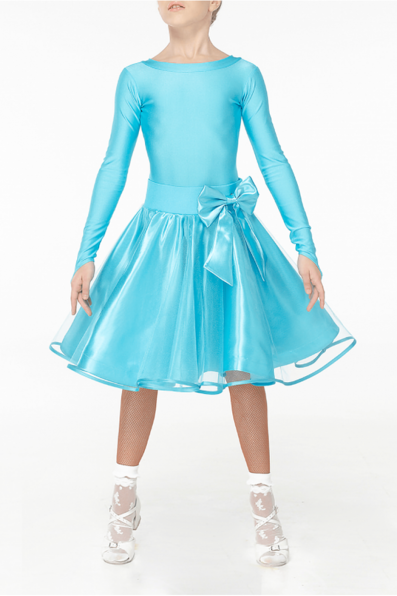 Ballroom dance competition dress for girls by Dance Me product ID BS536DR-180#/Light blue