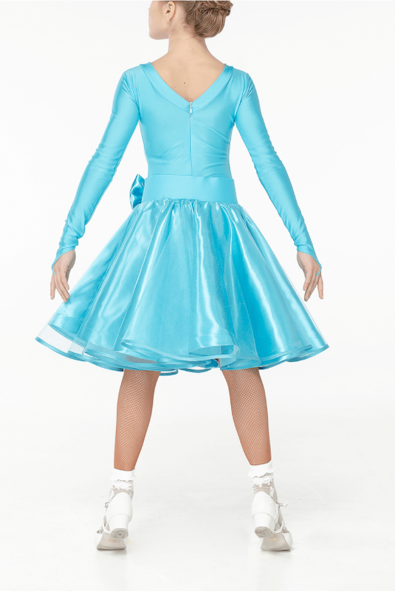 Ballroom dance competition dress for girls by Dance Me product ID BS536DR-180#/Light blue