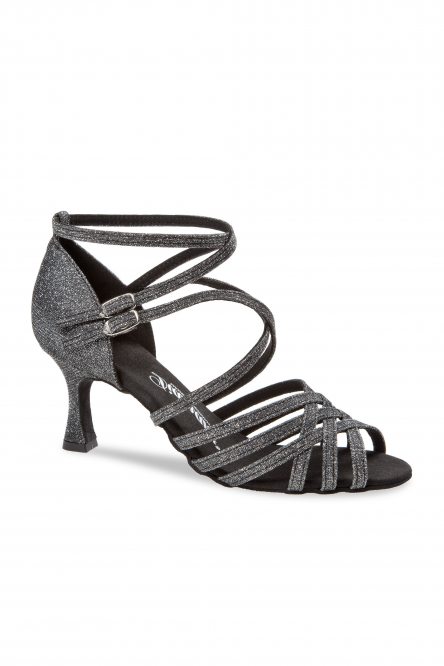 Женские танцевальные туфли для латины Diamant модель 108 Black-Silver Brocade