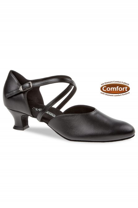 Ladies' Ballroom|Smooth Dance Shoes Diamant style 148 Black Leather Extra Wide
