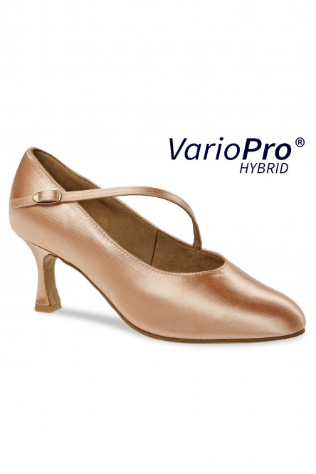 Ladies' Ballroom|Smooth Dance Shoes Diamant style 166 Vario Pro Tan Satin