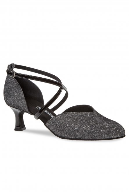 Ladies' Ballroom|Smooth Dance Shoes Diamant style 170 Black-silver brocade/Black patent