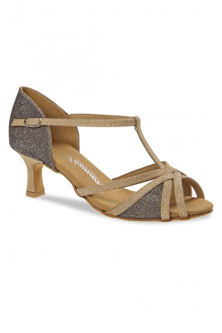 Ladies' Latin Dance Shoes Diamant style 205 Beige brocade gold shine/Bronze brocade