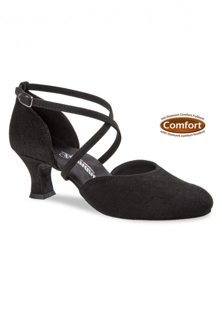 Женские танцевальные туфли для стандарта Diamant модель 048 Black Suede Extra Wide