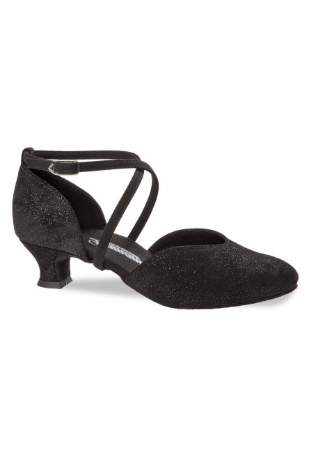 Жіночі танцювальні туфлі для стандарту Diamant модель 170 Black Suede Silver Reflex