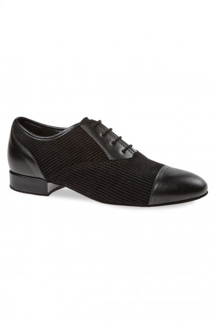 Men's Ballroom|Smooth Dance Shoes Diamant style 077 Black leather/Black laser suede