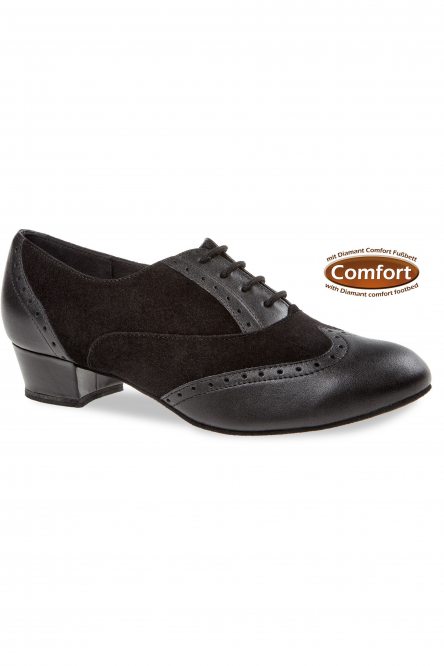 Ladies' Practice Dance Shoes Diamant style 063 Black leather/Black suede