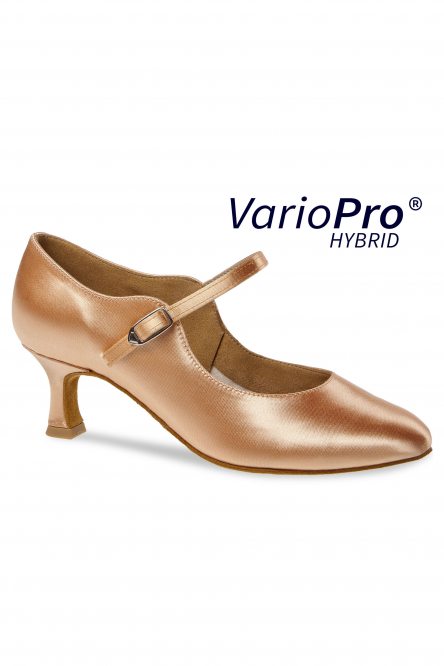 Ladies' Ballroom|Smooth Dance Shoes Diamant style 186 Hybrid Vario Pro Tan Satin