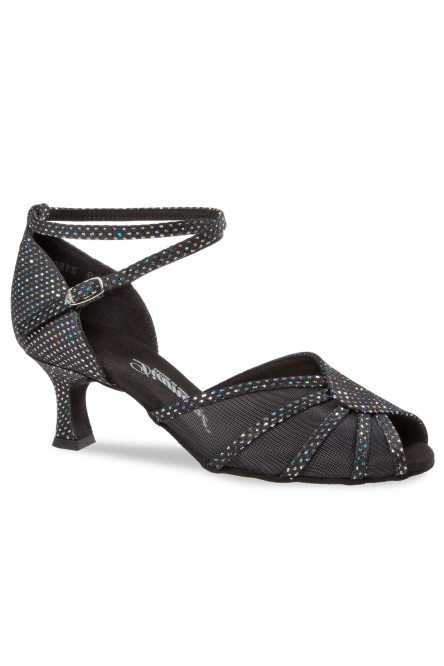 Ladies' Latin Dance Shoes Diamant style 020 Black-Silver Hologram