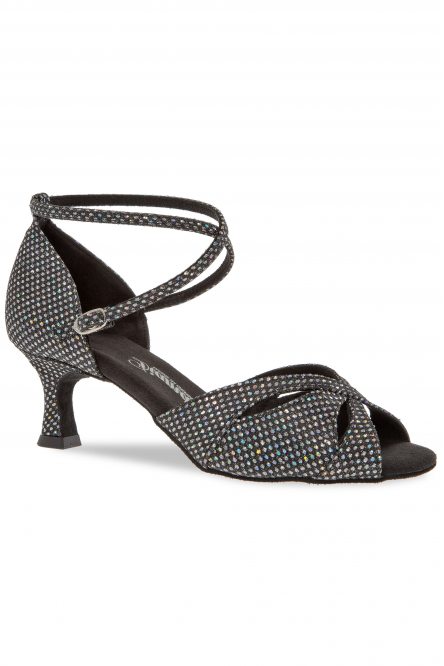 Ladies' Latin Dance Shoes Diamant style 141 Black-Silver Hologram