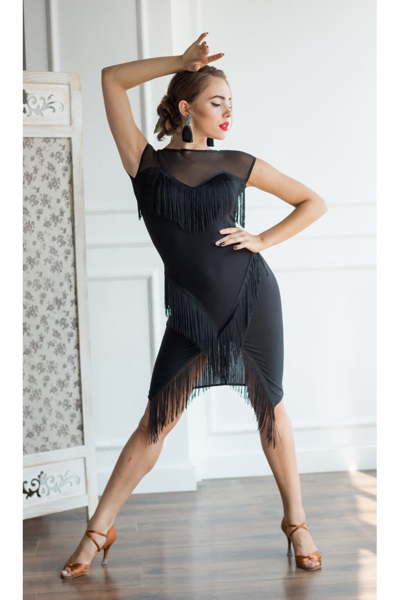 Платье для бальных танцев для латины от бренда FASHION DANCE модель WDLT706BK
