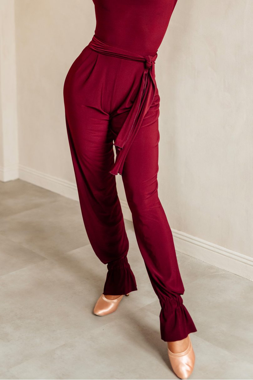 Женские брюки для бальных танцев для латины от бренда FASHION DANCE модель Pant W 008 Burgundy