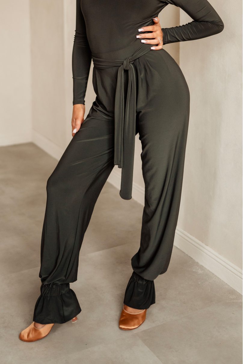Женские брюки для бальных танцев для латины от бренда FASHION DANCE модель Pant W 008 Dark green