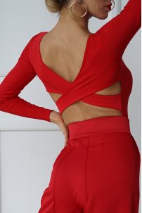 Купальник для бальных танцев стандарт от бренда FASHION DANCE модель Body W 013 Red