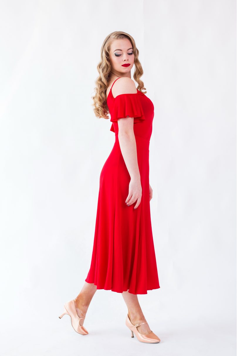 Damen Tanzkleidung Marke FASHION DANCE Tanzkleider Standard modell Dress st W 004/Red