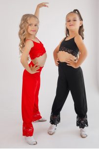 Tanzhosen für Mädchen Marke FASHION DANCE modell Pant K 008/1 Red