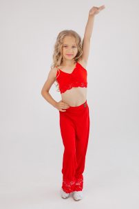Tanzhosen für Mädchen Marke FASHION DANCE modell Pant K 008/1 Red