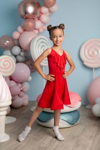 Спідниця для бальних танців для дівчаток від бренду FASHION DANCE модель Skirt lat K 008 Red
