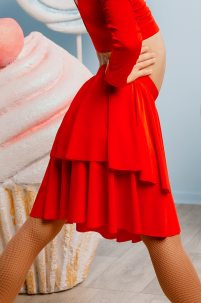 Ballroom latin dance skirt for girls by FASHION DANCE style Skirt lat K 001 Red