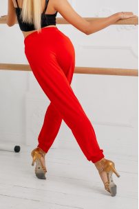 Ladies latin dance pants by FASHION DANCE model Pant W 007 Red