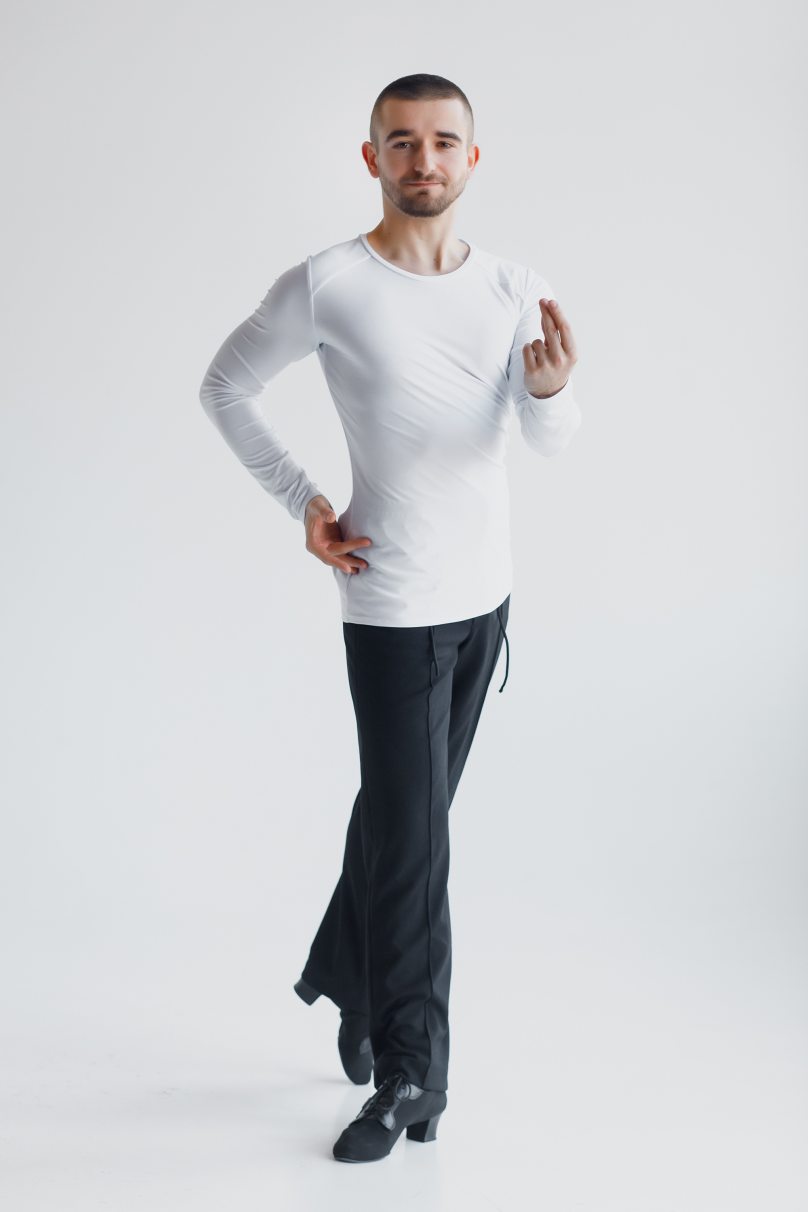 Latein Tanz T-Shirt für Herren Marke FASHION DANCE modell Polo R 010/White