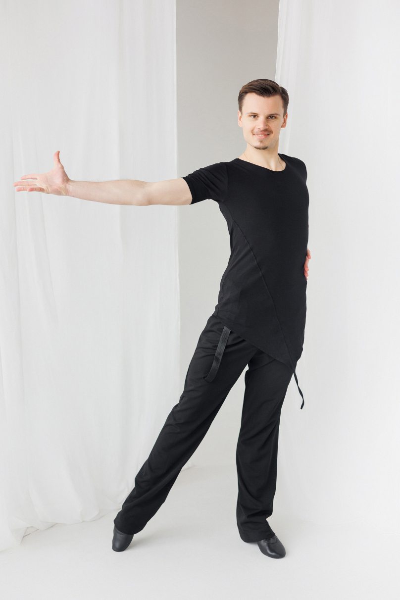 Мужская футболка для бальных танцев латина от бренда FASHION DANCE модель Polo P2111BK