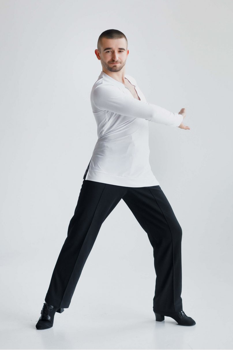 Mens latin dance shirt by FASHION DANCE model Polo R 008/Black