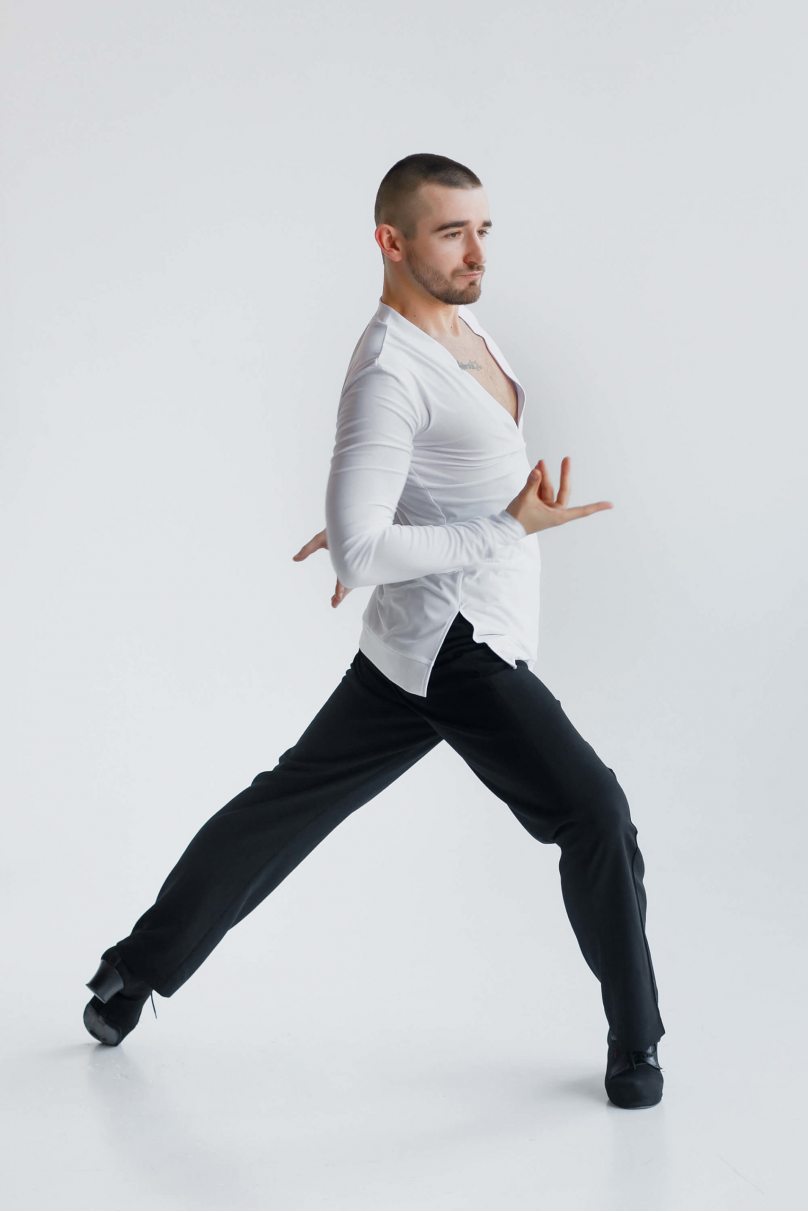 Мужская рубашка для бальных танцев латина от бренда FASHION DANCE модель Polo R 008/Black