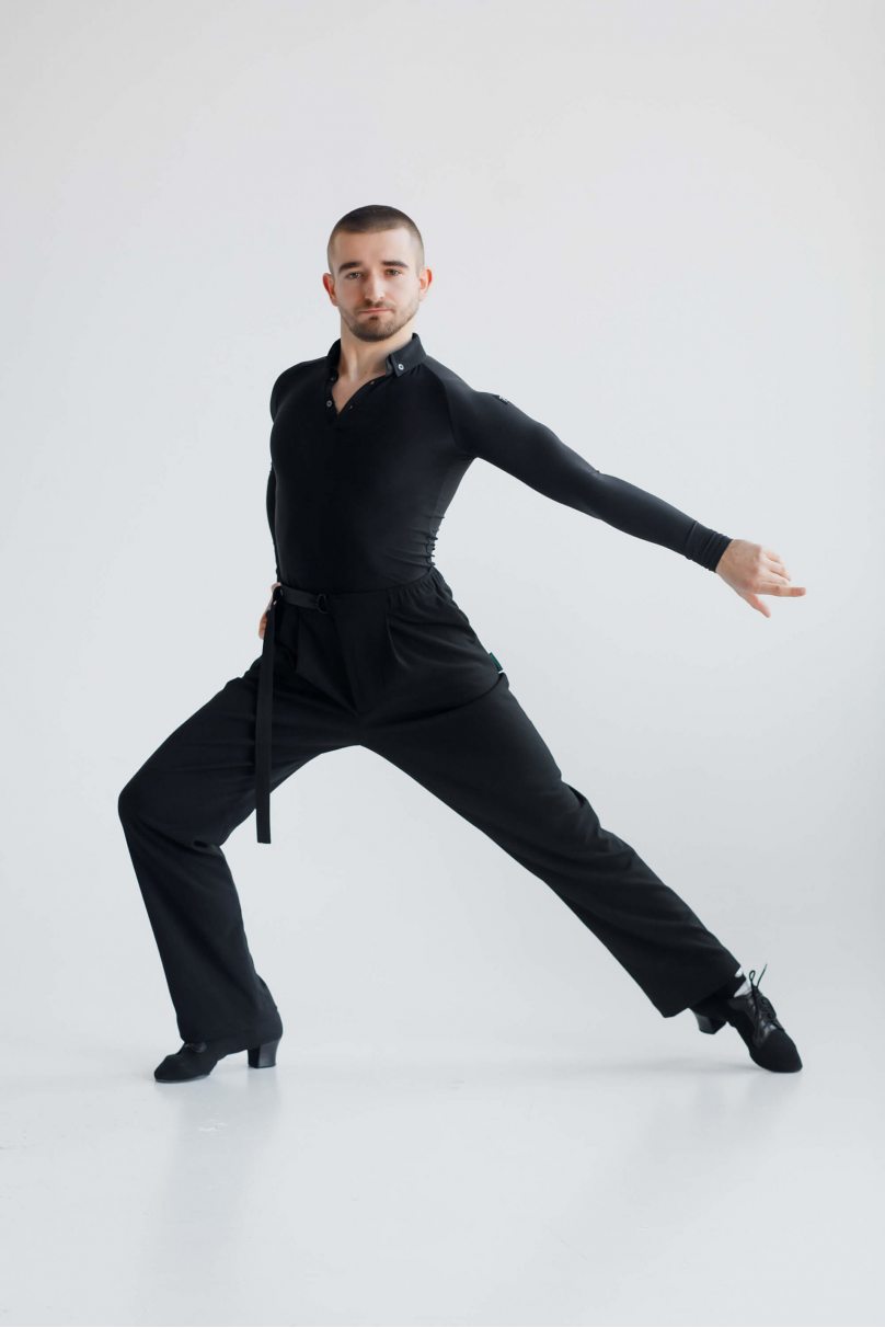 Mens latin dance shirt by FASHION DANCE model Polo P2102BK