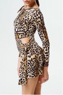 Leopard Women's Mini Latin Dance Dress