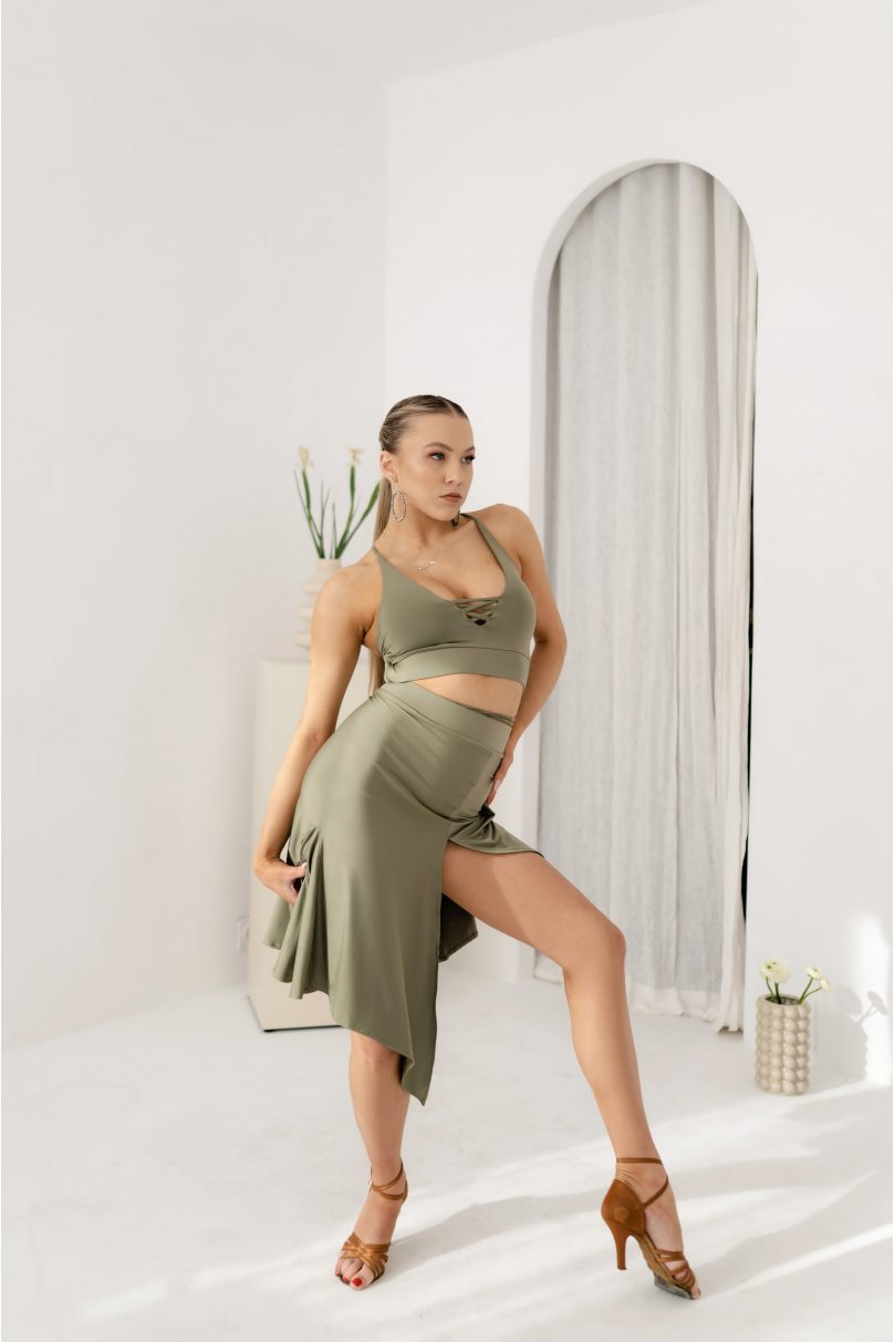 Latin dance skirt by FASHION DANCE model Skirt lat W 034/1 Olive
