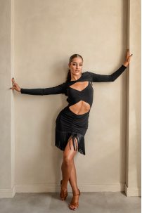 Latin dance dress by FASHION DANCE model WDLT741BK