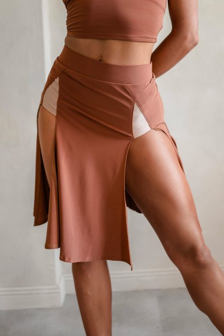 Юбка для бальных танцев для латины от бренда FASHION DANCE модель Skirt lat W 050/Brown