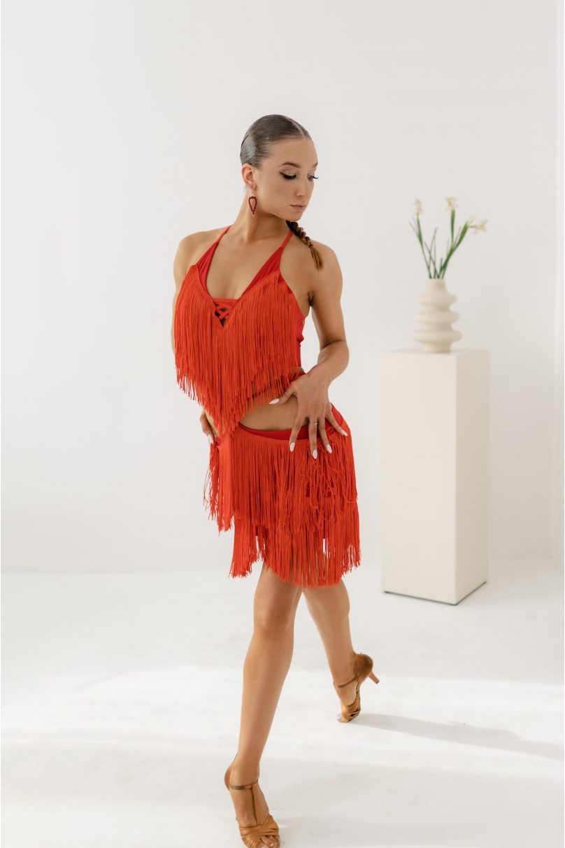 Спідниця для бальних танців для латини від бренду FASHION DANCE модель Skirt lat W 048 Red