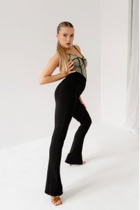 Ladies latin dance pants by FASHION DANCE model Pant W 018 Black