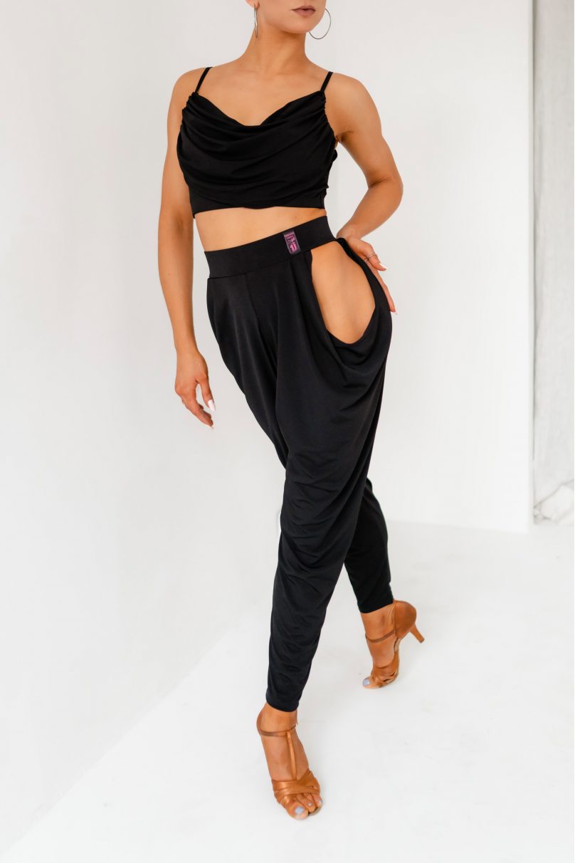 Ladies Solid Latin Modern Dance Pants Ruffled High Waist Ballroom Perform  Thin | eBay