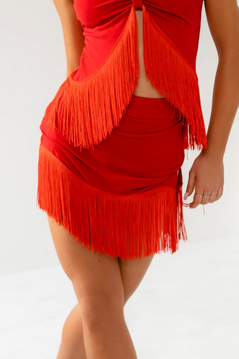 Юбка для бальных танцев для латины от бренда FASHION DANCE модель Skirt lat W 005 Red
