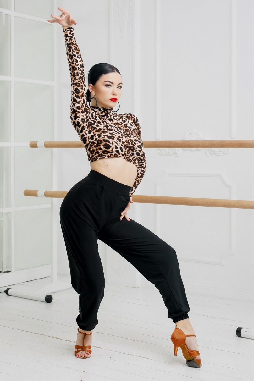 Ladies latin dance pants by FASHION DANCE model Pant W 007 Black