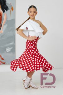 Ballroom latin dance skirt for girls by FD Company style Юбка ЮС-1201/1 KW/Black small polka dots