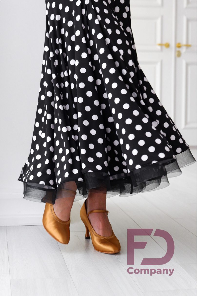 Ballroom Dance Dress by FD Company style Платье ПС-1112/2/White small polka dots