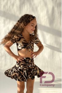 Ballroom latin dance skirt for girls by FD Company style Юбка ЮЛ-1297/Leo print small