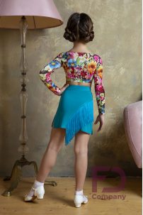 Ballroom latin dance skirt for girls by FD Company style Юбка ЮЛ-1265/Turquoise