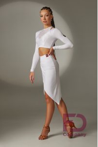 Latin dance skirt by FD Company model Юбка ЮЛ-1302/2/Leo white mesh